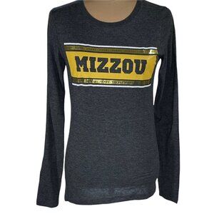 NWT Camp David Women's Mizzou Tigers Long sleeve crewneck T-Shirt Grey Gold Size